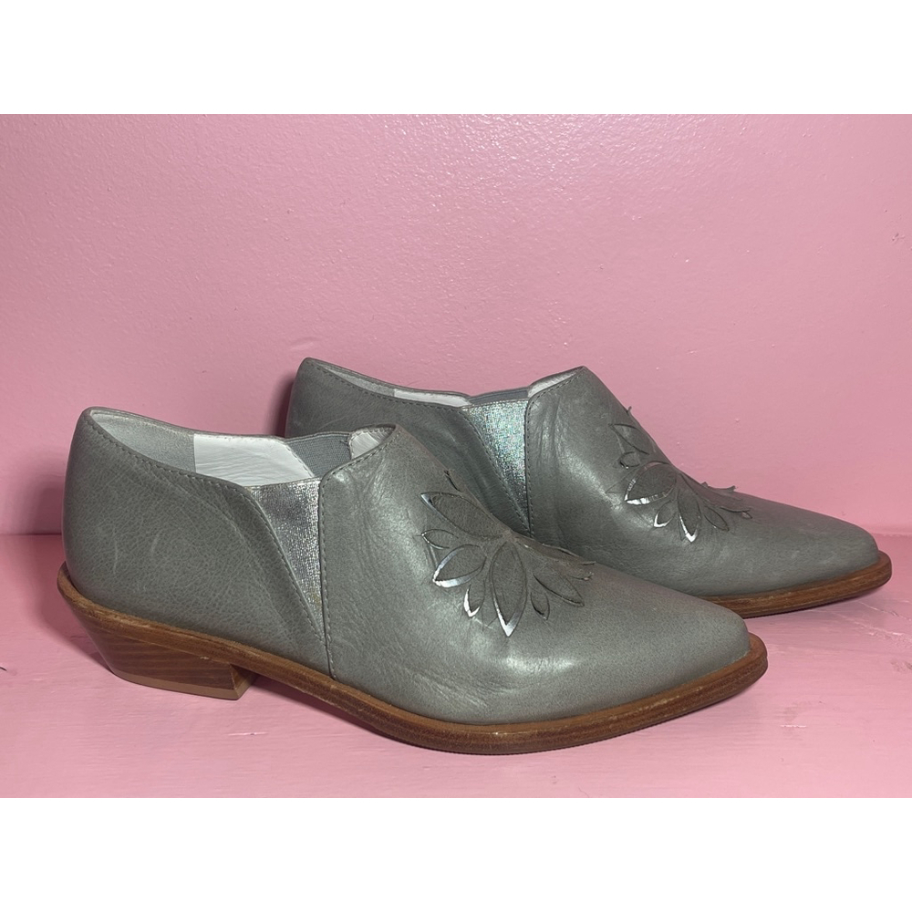 Women's Helsar Gray Leather Ankle Boots Size 7 Made in Portugal EUR 37
